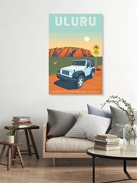Poster / Leinwandbild - Uluru Vintage Travel Wandbild günstig online kaufen
