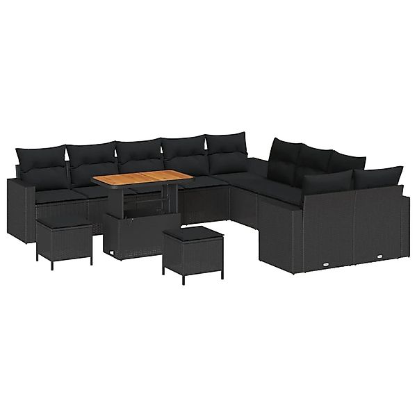 vidaXL Gartensofa-set mit Kissen 17-Tlg Schwarz Poly-Rattan 3363624 günstig online kaufen