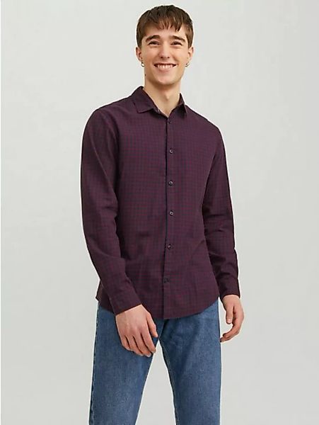Jack & Jones Langarmhemd Hemd Slim Fit JJEGINGHAM 5977 in Navy günstig online kaufen