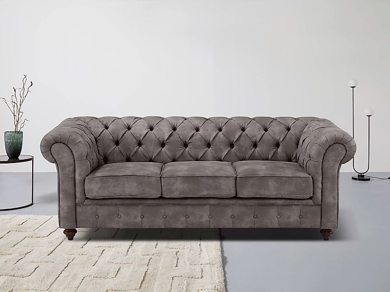 Home affaire Chesterfield-Sofa "Chesterfield 3-Sitzer B/T/H: 198/89/74 cm", günstig online kaufen