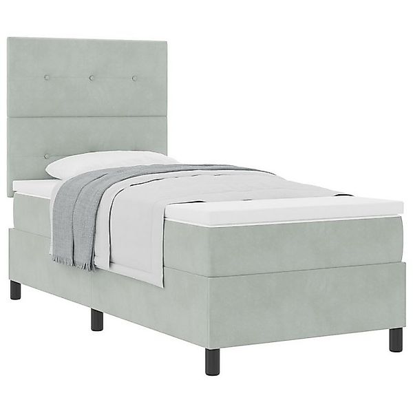 vidaXL Bett Boxspringbett mit Matratze Hellgrau Einzelvelours (1-tlg) günstig online kaufen