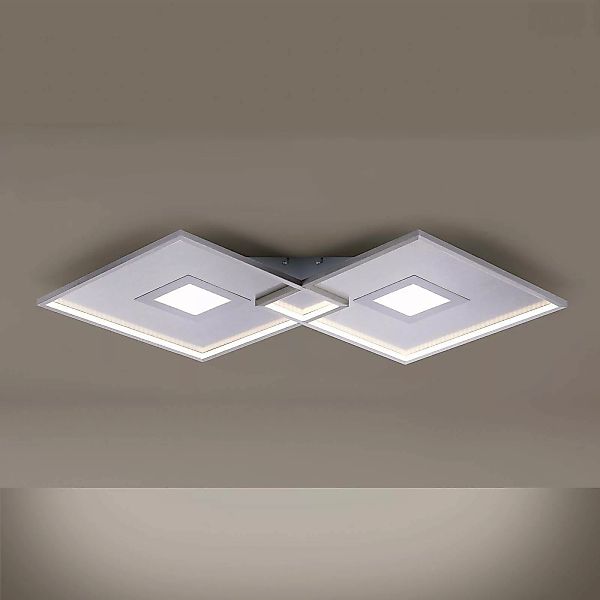 LED-Deckenleuchte Amara, zwei Quadrate, silber günstig online kaufen