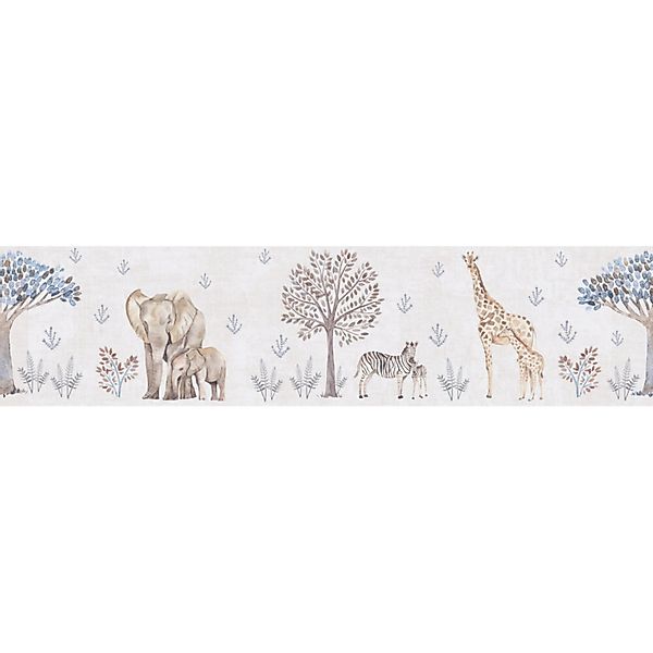 A.S. Creation Vlies-Bordüre Tiere 5 m x 0,13 m Beige-Grau-Blau FSC® günstig online kaufen