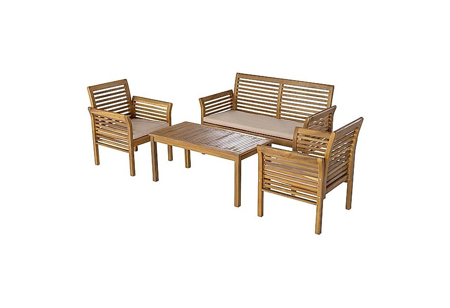 casa.pro Gartenlounge-Set, (4-tlg., 1 Tisch, 2 Stühle, 1 Sitzbank inkl. Kis günstig online kaufen