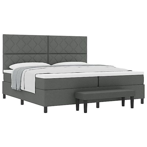 vidaXL Bett Boxspringbett mit Matratze & Bank Dunkelgrau 200x200 cm Stoff ( günstig online kaufen