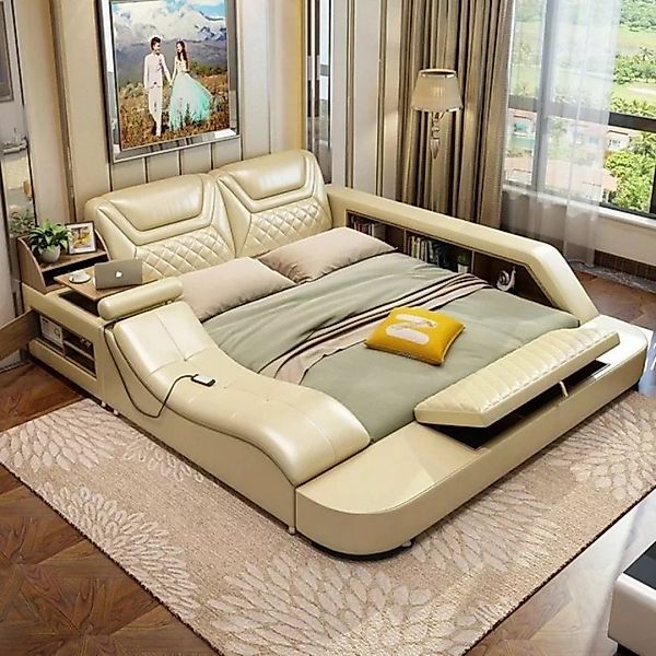 JVmoebel Bett Bett Multifunktion Regal Schrank usb Doppel Betten Ladestatio günstig online kaufen