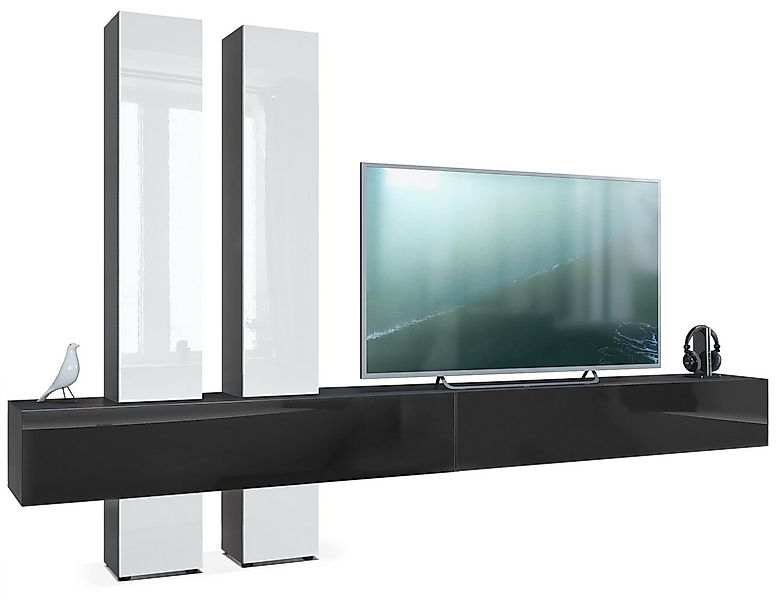 Vladon Wohnwand Moja, (Anbauwand, mit Rückwand mit 4 Türen und 2 Klappen), günstig online kaufen