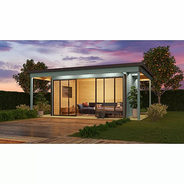 Lasita Maja Gartenhaus Domeo 4 Loggia Gletschergrün 578 cm x 402 cm günstig online kaufen