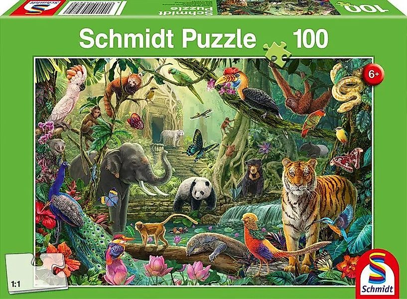 Schmidt Spiele Puzzle Bunte Tierwelt im Dschungel, 100 Puzzleteile günstig online kaufen