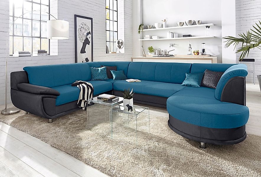 TRENDMANUFAKTUR Wohnlandschaft "Rondo 3, zeitlos und modern, im Materialmix günstig online kaufen