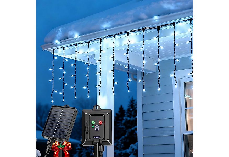 Aigostar LED-Lichtervorhang Solar Eiszapfen Lichterkette Außen 3M+5M*0.6M 1 günstig online kaufen