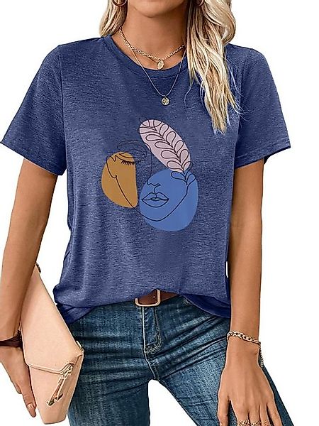 PYL Rundhalsshirt Damen Sommer bequemes Casual Basic Rundhalsshirt mit Kurz günstig online kaufen