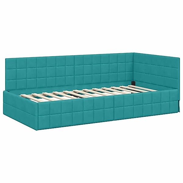 vidaXL Bett Eckbettgestell mit Kopfteil Türkis günstig online kaufen