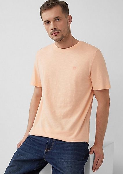 s.Oliver Kurzarmshirt T-Shirt T-Shirt mit Flammgarnstruktur und Logo-Print günstig online kaufen