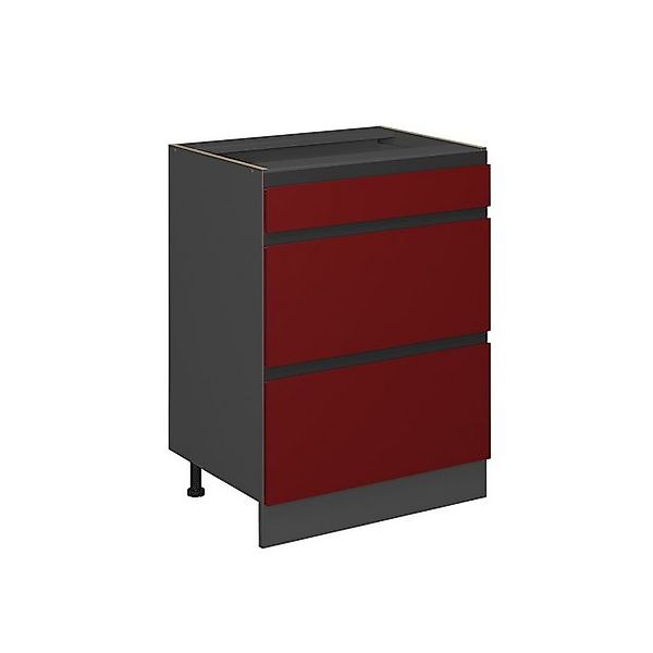 Vicco Küchenunterschrank R-Line Rot/Anthrazit 60 cm J-Shape mit Schubladen günstig online kaufen