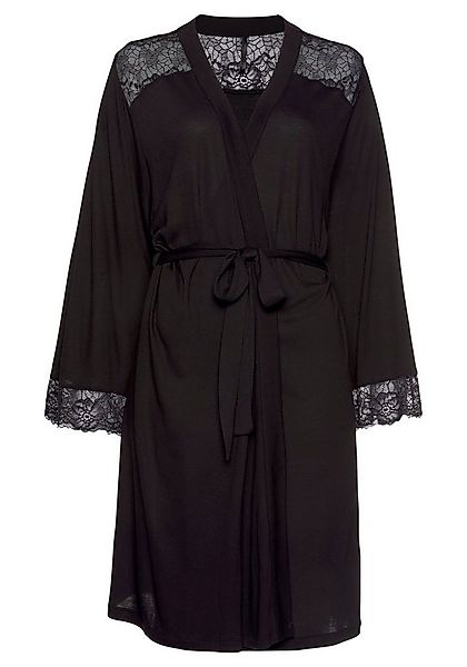 LASCANA Kimono, Kurzform, Viskose, Gürtel, mit Spitzeneinsätzen günstig online kaufen