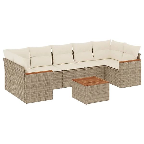 vidaXL 8-Tlg Garten-Sofagarnitur mit Kissen Beige Poly Rattan 3225813 günstig online kaufen