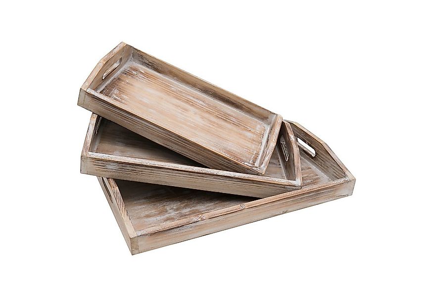 HMF Dekotablett Deko Tablett aus Holz im Vintage Design (3er Set, versch. G günstig online kaufen