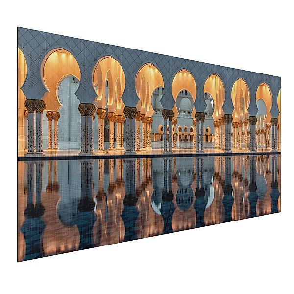 Alu-Dibond Bild Architekur & Skyline - Querformat Reflexionen in der Mosche günstig online kaufen