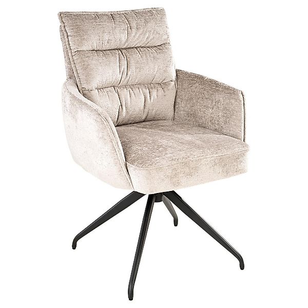 Home4You Esszimmerstuhl, Beige, Schwarz, Webstoff, Metallgestell, günstig online kaufen