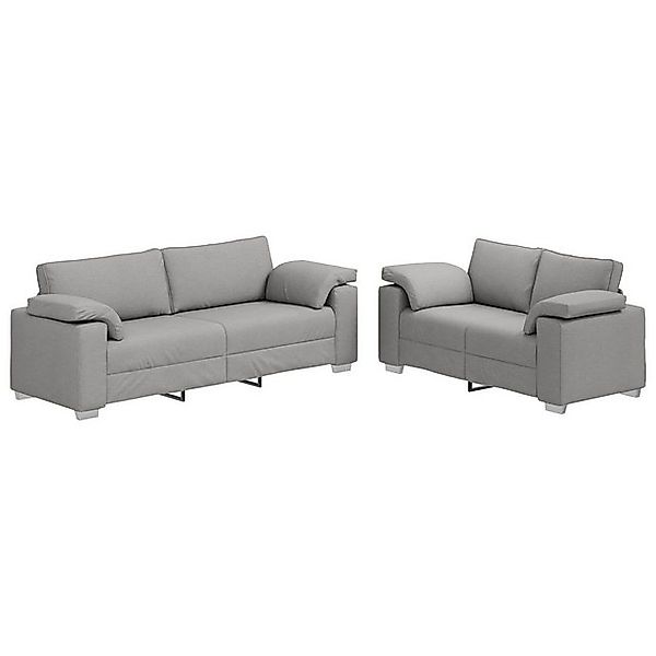 vidaXL Sofa 2-tlg. Sofagarnitur mit Kissen Wolkengrau Stoff, 2 Teile günstig online kaufen
