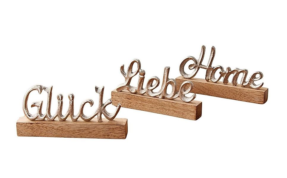 Dekoleidenschaft Deko-Schriftzug "Liebe, Home & Glück" aus Aluminium in sil günstig online kaufen