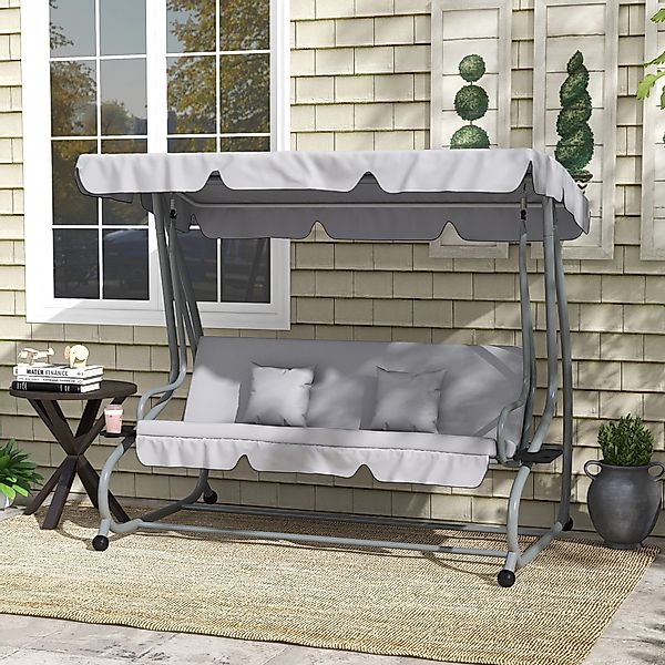 Outsunny Hollywoodschaukel Gartenschaukel mit Sonnendach, Liegefunktion, günstig online kaufen