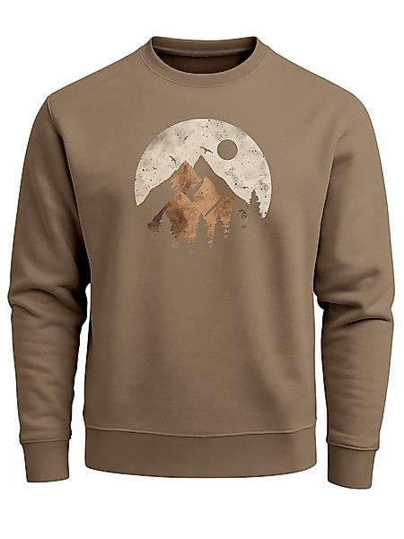 Neverless Sweatshirt Sweatshirt Herren ohne Kapuze Frontprint mit Berg und günstig online kaufen
