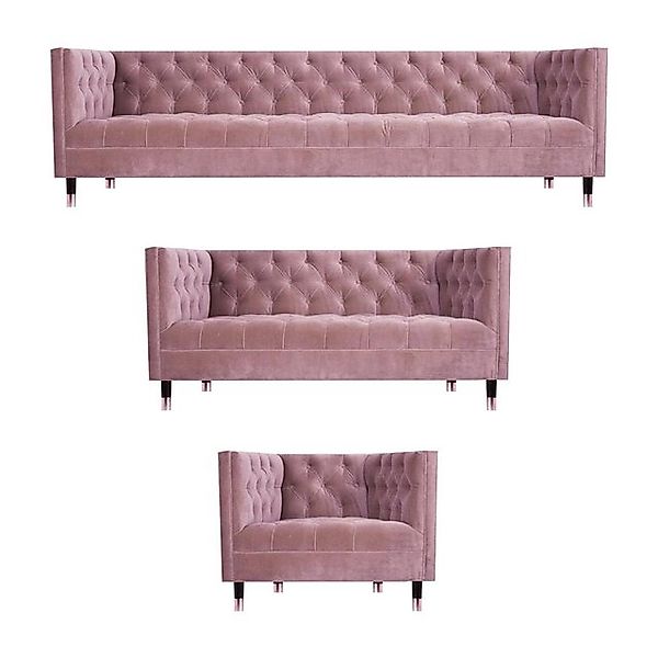 JVmoebel Chesterfield-Sofa Chesterfield Komplett Sofa 3tlg Wohnzimmer Einri günstig online kaufen