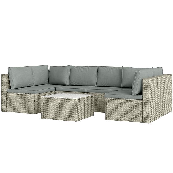 Outsunny Modulares 6-Personen-Gartenlounge-Set, Balkonlounge aus Kunststoff günstig online kaufen