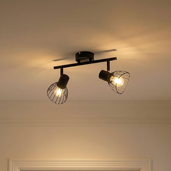 Lindby Deckenleuchte Piena, schwarz, 2-flg., Metall, 39cm günstig online kaufen