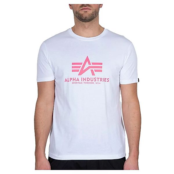Alpha Industries Basic Neon Print Kurzärmeliges T-shirt XS White / Neon Pin günstig online kaufen