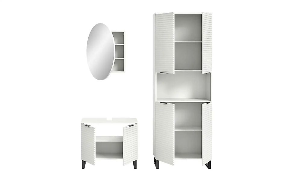Badkombination Riff m. Hochschrank Weiß Nachbildung 155 cm 3-tlg. günstig online kaufen