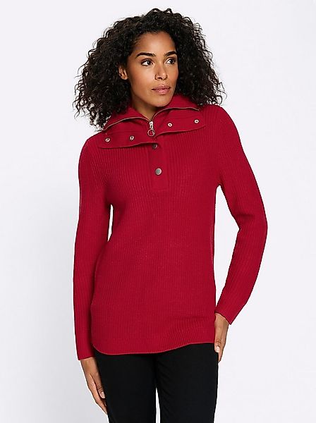 Sieh an! Strickpullover Troyer-Pullover Langarm Rippoptik günstig online kaufen
