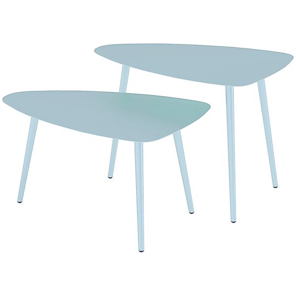 Outsunny Set mit 2 Garten-Couchtischen, nestbare dreieckige Beistelltische, günstig online kaufen