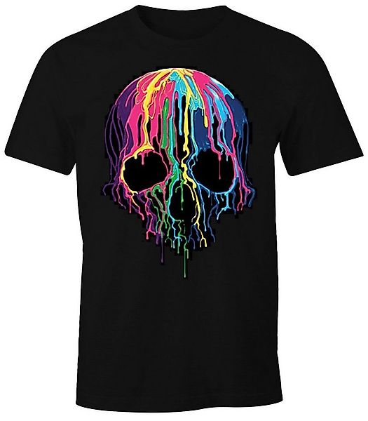 MoonWorks Print-Shirt Herren T-Shirt bunter Totenkopf Neon verlaufende Farb günstig online kaufen