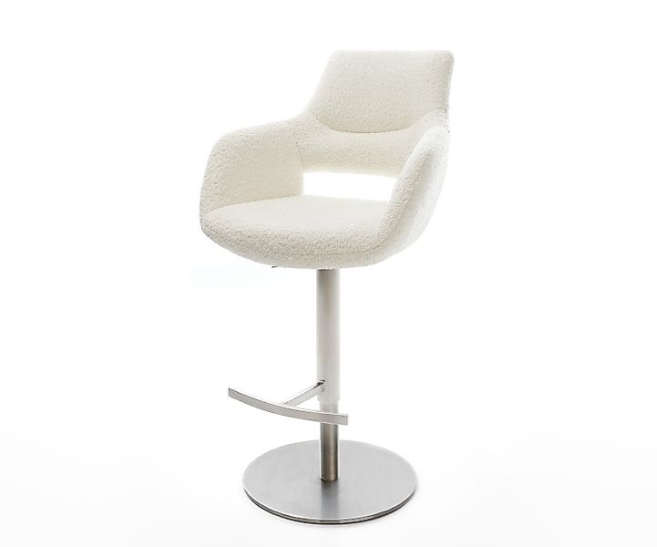 Barstuhl Yago-Flex Bouclé Weiß Drehfuß höhenverstellbar Edelstahl drehbar T günstig online kaufen