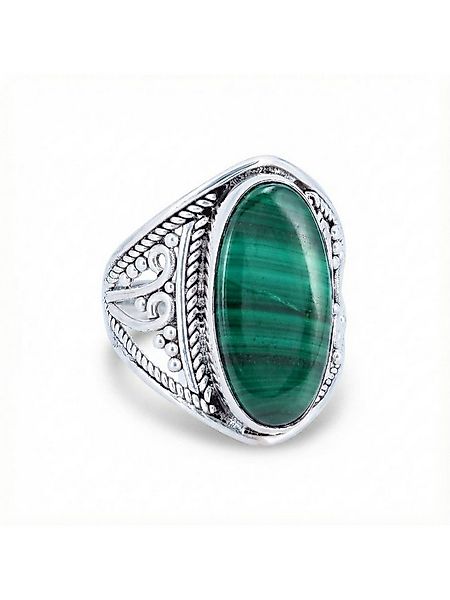 mantraroma Silberring DAHAB oval groß aus 925 Silber mit Malachit (Ring mit günstig online kaufen