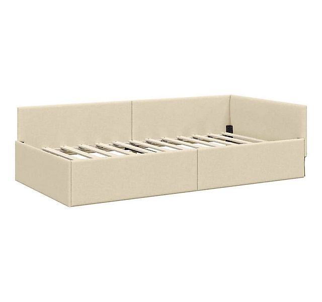 vidaXL Bett Eckbettgestell mit Kopfteil Creme 80 cm x 200 cm Samt (1-tlg) günstig online kaufen