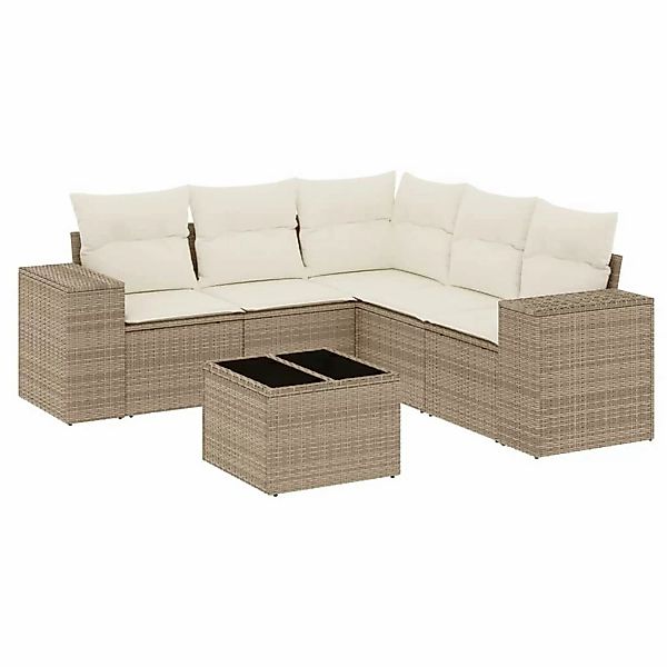 vidaXL 6-tlg Garten-Sofagarnitur mit Kissen Beige Poly Rattan Modell 274 günstig online kaufen