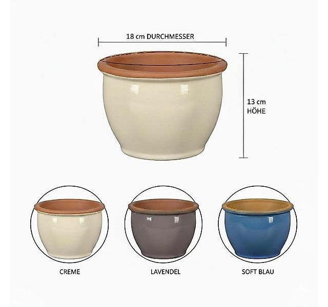 Teramico Pflanzkübel Blumentopf Pflanzgefäß aus Keramik Modell "Roma" 18cm günstig online kaufen