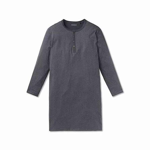 SCHIESSER Herren Nachthemd - langarm, Serafino, Knopfleiste, Baumwolle, gem günstig online kaufen
