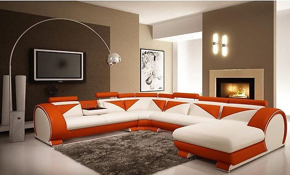 JVmoebel Ecksofa Ledersofa XXL mit USB Wohnlandschaft Ledercouch Big Sofa C günstig online kaufen