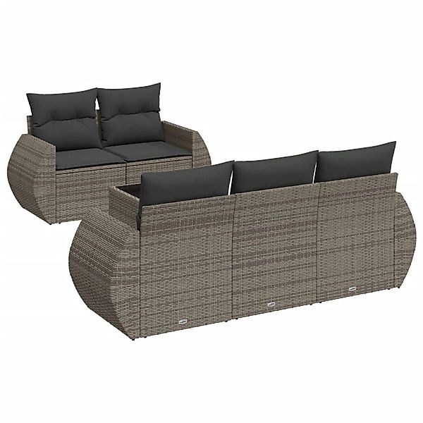 vidaXL 6-Tlg Garten-Sofagarnitur mit Kissen Grau Poly Rattan 3221099 günstig online kaufen