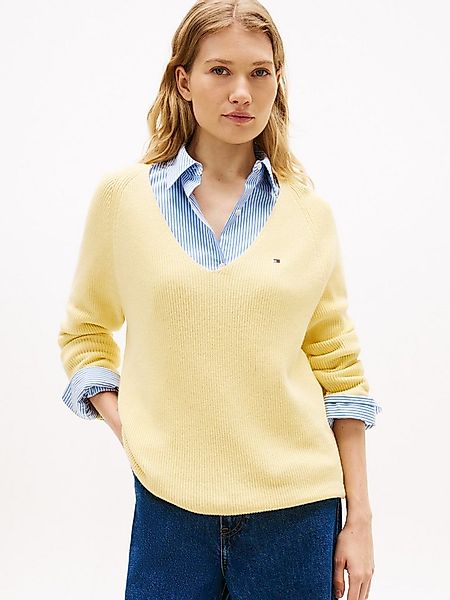 Tommy Hilfiger Strickpullover CO CARDI STITCH V-NK LS mit Logostickerei günstig online kaufen
