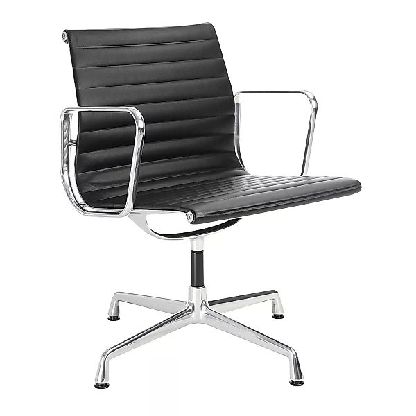 Vitra - EA 108 Aluminium Chair Bürostuhl - schwarz nero/Bezug Leder 66/Gest günstig online kaufen
