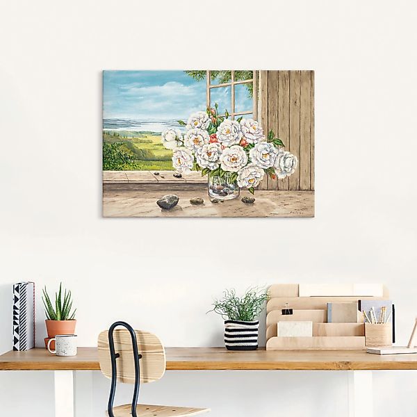 Artland Wandbild »Weiße Rosen am Fenster«, Blumen, (1 St.), als Alubild, Le günstig online kaufen