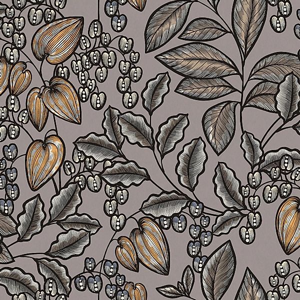 PROFHOME 377549-GU Blumen Tapete Floral Matt Grau Braun Gelb 0,53 m x 10,05 günstig online kaufen