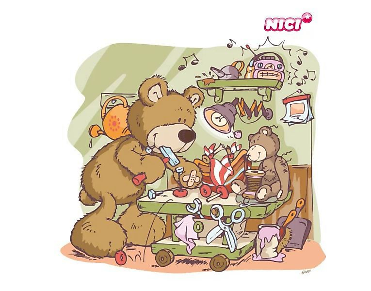 Wandtattoo Kinderzimmer NICI - Classic Bears - Bär bastelt günstig online kaufen