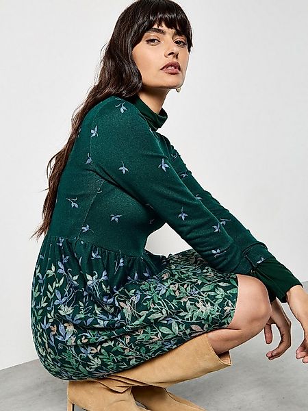 Apricot Minikleid Feines Strickkleid mit Blumenmuster günstig online kaufen